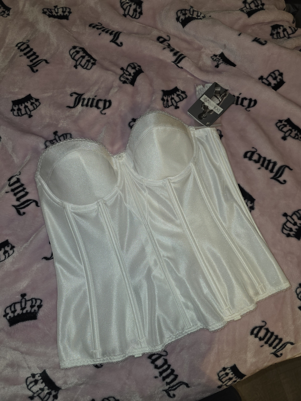 White Longline Satin Bustier Corset Top